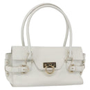 Salvatore Ferragamo Gancini Shoulder Bag Leather White Gold Auth 154689-1