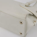 Salvatore Ferragamo Gancini Shoulder Bag Leather White Gold Auth 154689-12