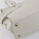 Salvatore Ferragamo Gancini Shoulder Bag Leather White Gold Auth 154689-13