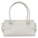 Salvatore Ferragamo Gancini Shoulder Bag Leather White Gold Auth 154689-3
