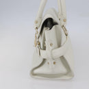 Salvatore Ferragamo Gancini Shoulder Bag Leather White Gold Auth 154689-5