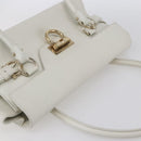 Salvatore Ferragamo Gancini Shoulder Bag Leather White Gold Auth 154689-6