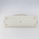 Salvatore Ferragamo Gancini Shoulder Bag Leather White Gold Auth 154689-9