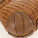 Salvatore Ferragamo Gancini Hand Bag Rattan Beige Silver Auth 154690A-17