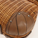 Salvatore Ferragamo Gancini Hand Bag Rattan Beige Silver Auth 154690A-18
