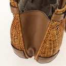 Salvatore Ferragamo Gancini Hand Bag Rattan Beige Silver Auth 154690A-21