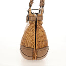 Salvatore Ferragamo Gancini Hand Bag Rattan Beige Silver Auth 154690A-3