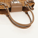 Salvatore Ferragamo Gancini Hand Bag Rattan Beige Silver Auth 154690A-7