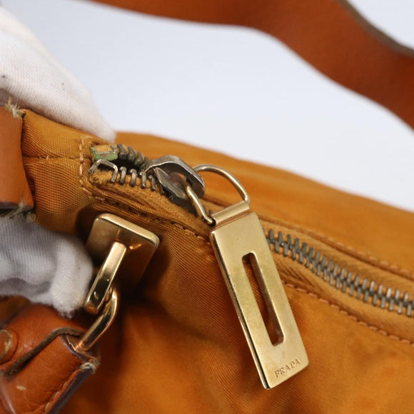 PRADA Shoulder Bag Nylon Orange Gold Auth 154692
