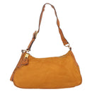 PRADA Shoulder Bag Nylon Orange Gold Auth 154692-13