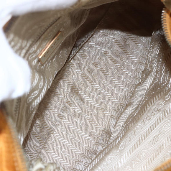 PRADA Shoulder Bag Nylon Orange Gold Auth 154692