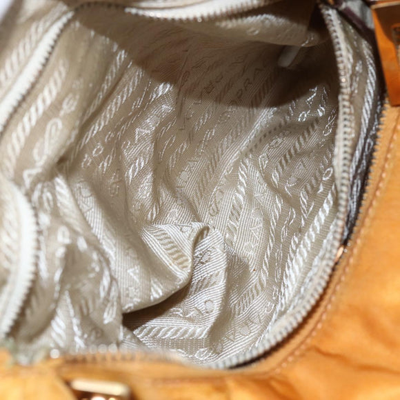 PRADA Shoulder Bag Nylon Orange Gold Auth 154692
