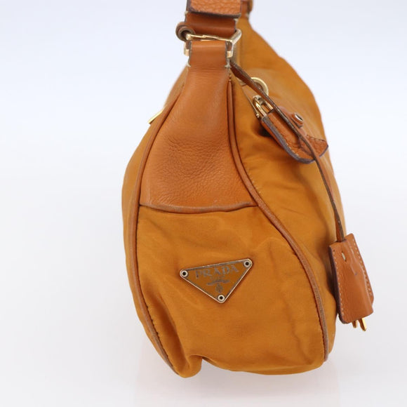 PRADA Shoulder Bag Nylon Orange Gold Auth 154692