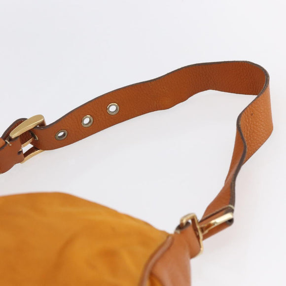 PRADA Shoulder Bag Nylon Orange Gold Auth 154692