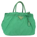 PRADA Hand Bag Nylon Green Gold Auth 154693-1