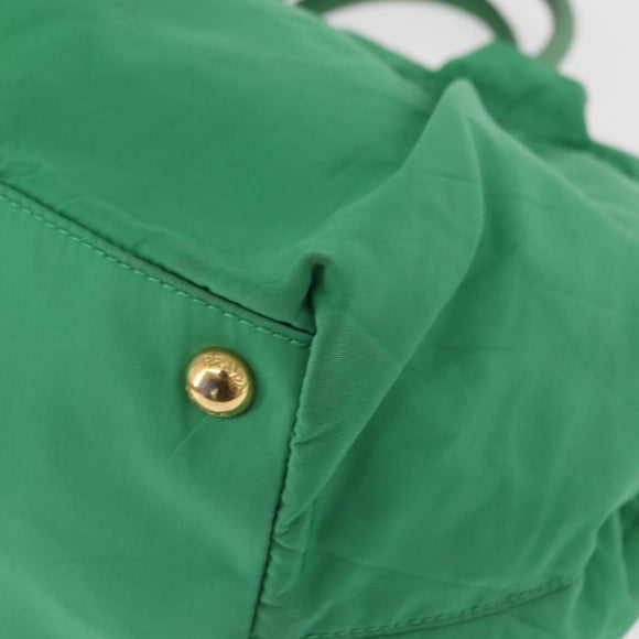 PRADA Hand Bag Nylon Green Gold Auth 154693