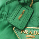 PRADA Hand Bag Nylon Green Gold Auth 154693-18