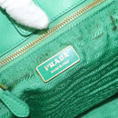 PRADA Hand Bag Nylon Green Gold Auth 154693-19