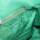 PRADA Hand Bag Nylon Green Gold Auth 154693-11