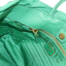PRADA Hand Bag Nylon Green Gold Auth 154693-22