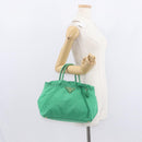 PRADA Hand Bag Nylon Green Gold Auth 154693-24