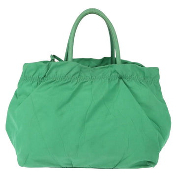 PRADA Hand Bag Nylon Green Gold Auth 154693 - 0