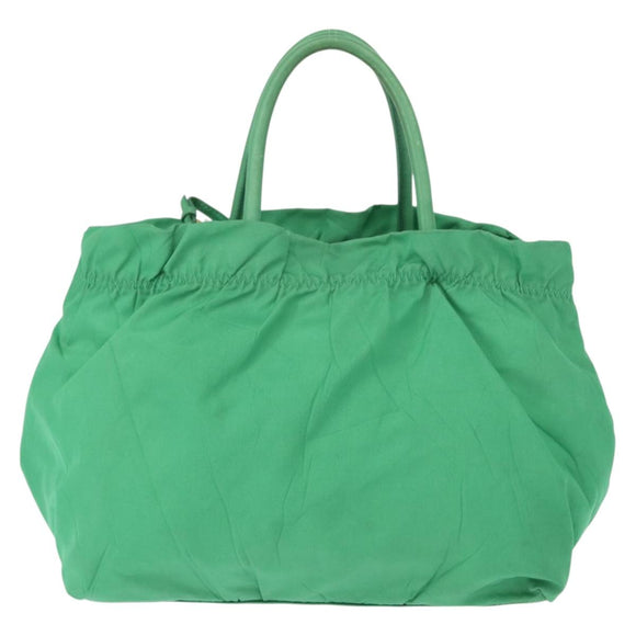 PRADA Hand Bag Nylon Green Gold Auth 154693