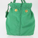 PRADA Hand Bag Nylon Green Gold Auth 154693-3