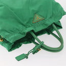PRADA Hand Bag Nylon Green Gold Auth 154693-6