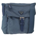 PRADA Shoulder Bag Nylon Light Blue Silver Auth 154694-1