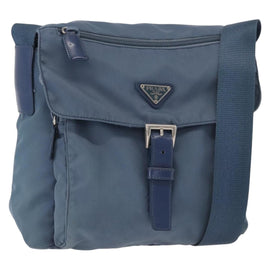 PRADA Shoulder Bag Nylon Light Blue Silver Auth 154694