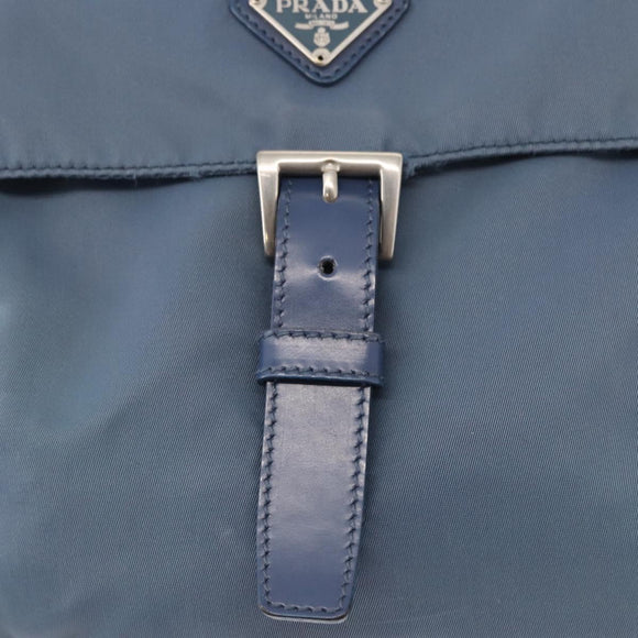 PRADA Shoulder Bag Nylon Light Blue Silver Auth 154694