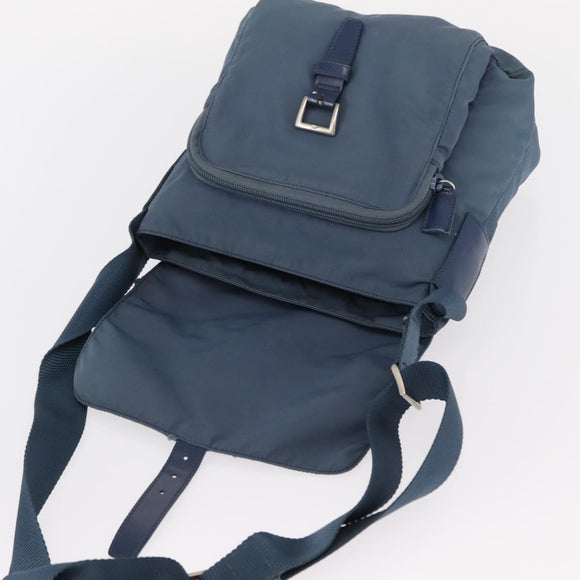 PRADA Shoulder Bag Nylon Light Blue Silver Auth 154694