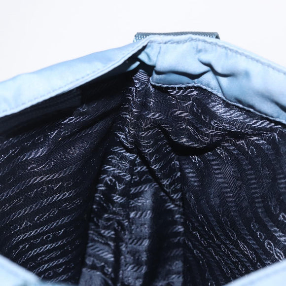 PRADA Shoulder Bag Nylon Light Blue Silver Auth 154694