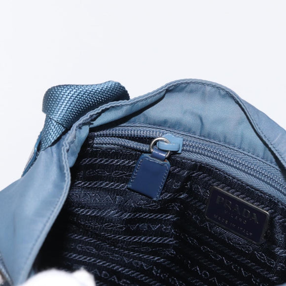 PRADA Shoulder Bag Nylon Light Blue Silver Auth 154694