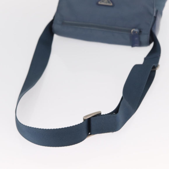 PRADA Shoulder Bag Nylon Light Blue Silver Auth 154694