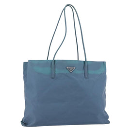PRADA Shoulder Bag Nylon Light Blue Silver Auth 154696