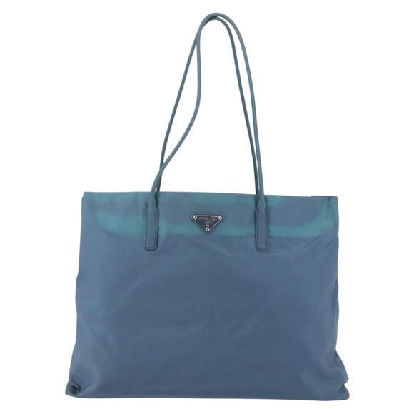 PRADA Shoulder Bag Nylon Light Blue Silver Auth 154696