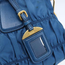 PRADA Gathered Hand Bag Nylon 2way Blue Gold Auth 154697-16
