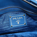 PRADA Gathered Hand Bag Nylon 2way Blue Gold Auth 154697-19