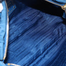 PRADA Gathered Hand Bag Nylon 2way Blue Gold Auth 154697-21