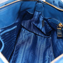PRADA Gathered Hand Bag Nylon 2way Blue Gold Auth 154697-23