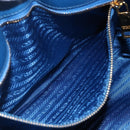 PRADA Gathered Hand Bag Nylon 2way Blue Gold Auth 154697-24