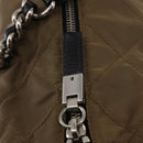 PRADA Chain Shoulder Bag Nylon Beige Silver Auth 154698-9