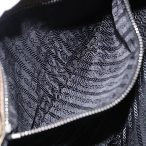 PRADA Chain Shoulder Bag Nylon Beige Silver Auth 154698