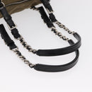 PRADA Chain Shoulder Bag Nylon Beige Silver Auth 154698-7