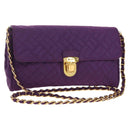 PRADA Chain Shoulder Bag Nylon Purple Gold Auth 154699V-1