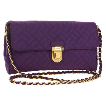 PRADA Chain Shoulder Bag Nylon Purple Gold Auth 154699V