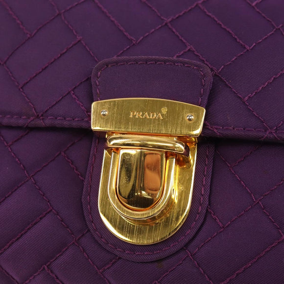 PRADA Chain Shoulder Bag Nylon Purple Gold Auth 154699V