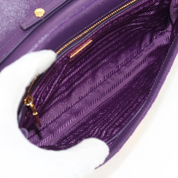 PRADA Chain Shoulder Bag Nylon Purple Gold Auth 154699V